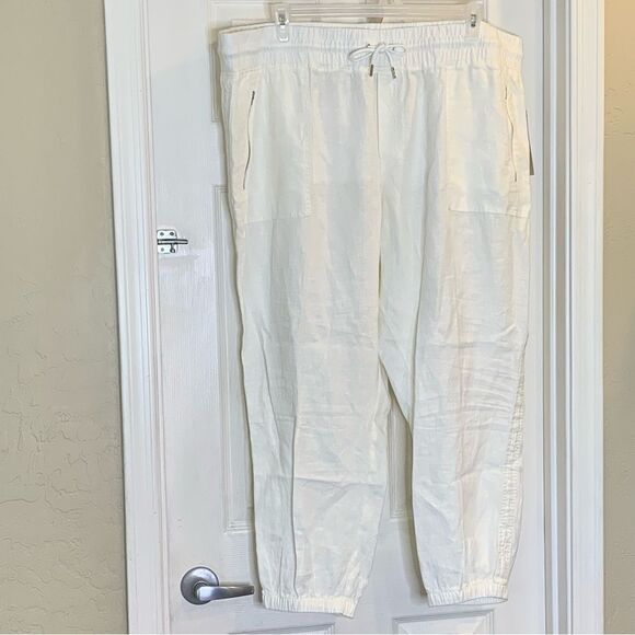 Athleta Cabo Linen Jogger Pants White Plus Size 24 - Picture 3 of 11